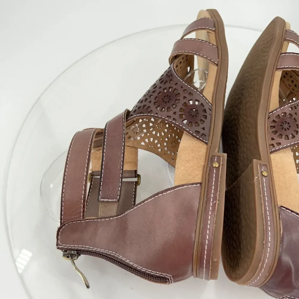 L'Artiste SpringStep Women's Dezra Sandal Size 40 10 Flat Brown Gladiator Shoes - Picture 10 of 15